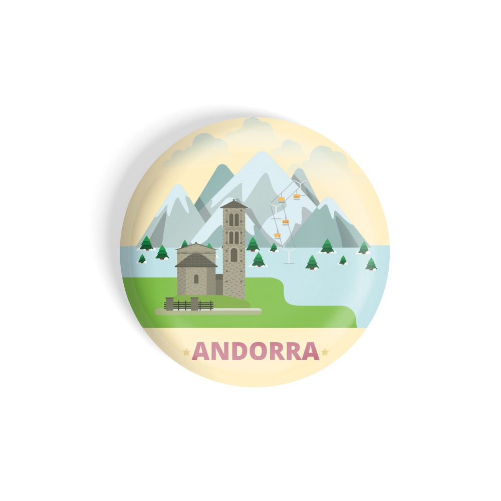 dhcrafts Round Fridge Magnet yellow Color Andorra D2 Glossy Finish Design Pack of 1 (58 mm)